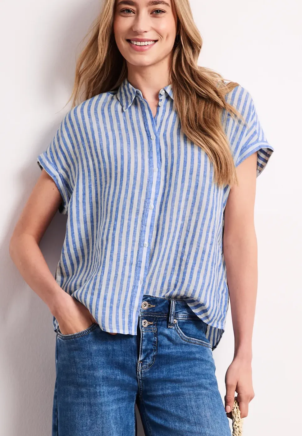 Dropped Shoulder Bluse aus Leinen