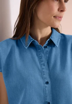 Dropped Shoulder Bluse im Denim-Look