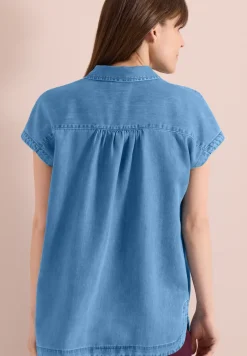 Dropped Shoulder Bluse im Denim-Look