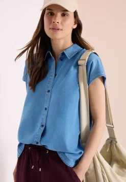 Dropped Shoulder Bluse im Denim-Look