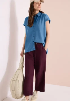 Dropped Shoulder Bluse im Denim-Look