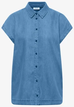 Dropped Shoulder Bluse im Denim-Look