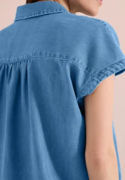 Dropped Shoulder Bluse im Denim-Look