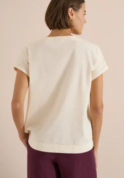 Dropped Shoulder Bluse in Seersuckerqualität