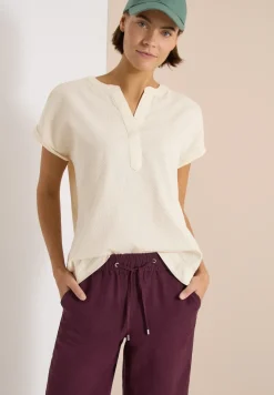 Dropped Shoulder Bluse in Seersuckerqualität