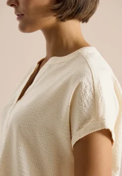 Dropped Shoulder Bluse in Seersuckerqualität