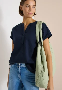 Dropped Shoulder Bluse in Seersuckerqualität
