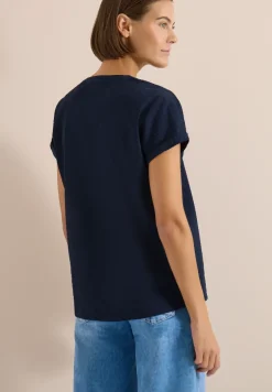 Dropped Shoulder Bluse in Seersuckerqualität