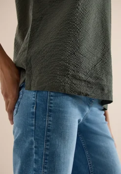 Dropped Shoulder Bluse in Seersuckerqualität