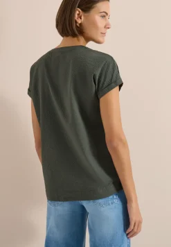 Dropped Shoulder Bluse in Seersuckerqualität