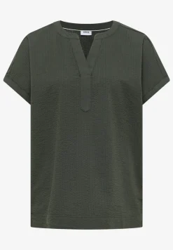 Dropped Shoulder Bluse in Seersuckerqualität