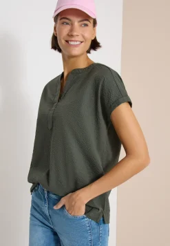 Dropped Shoulder Bluse in Seersuckerqualität