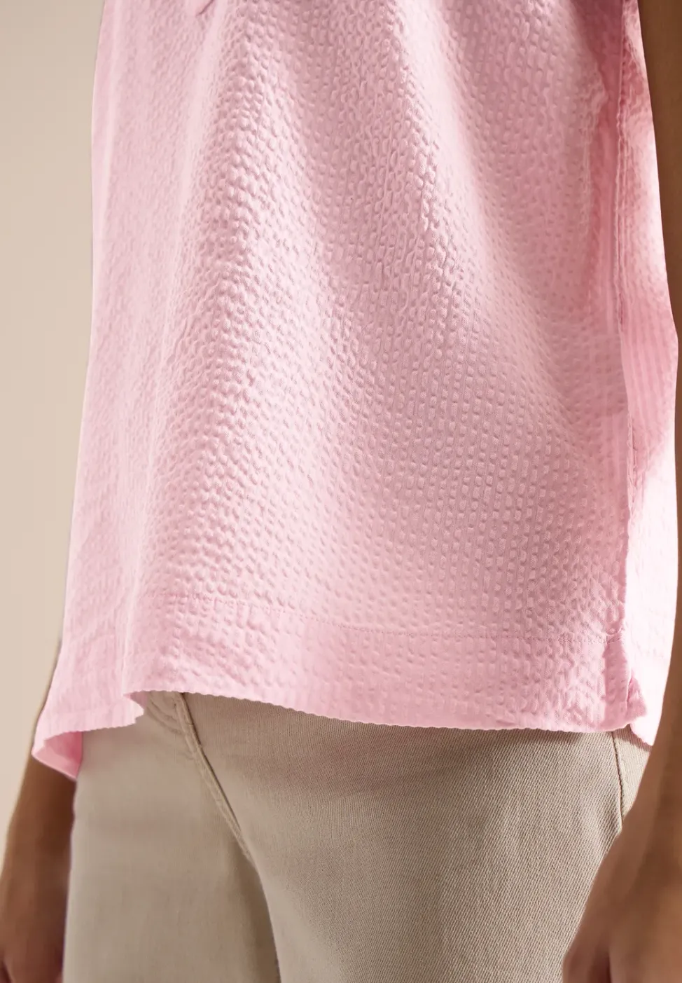 Dropped Shoulder Bluse in Seersuckerqualität