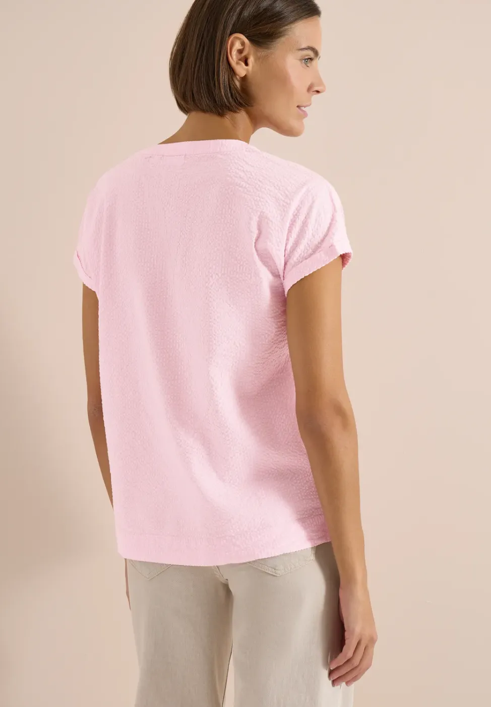 Dropped Shoulder Bluse in Seersuckerqualität