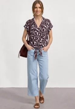 Dropped Shoulder Bluse mit Bowling-Kragen