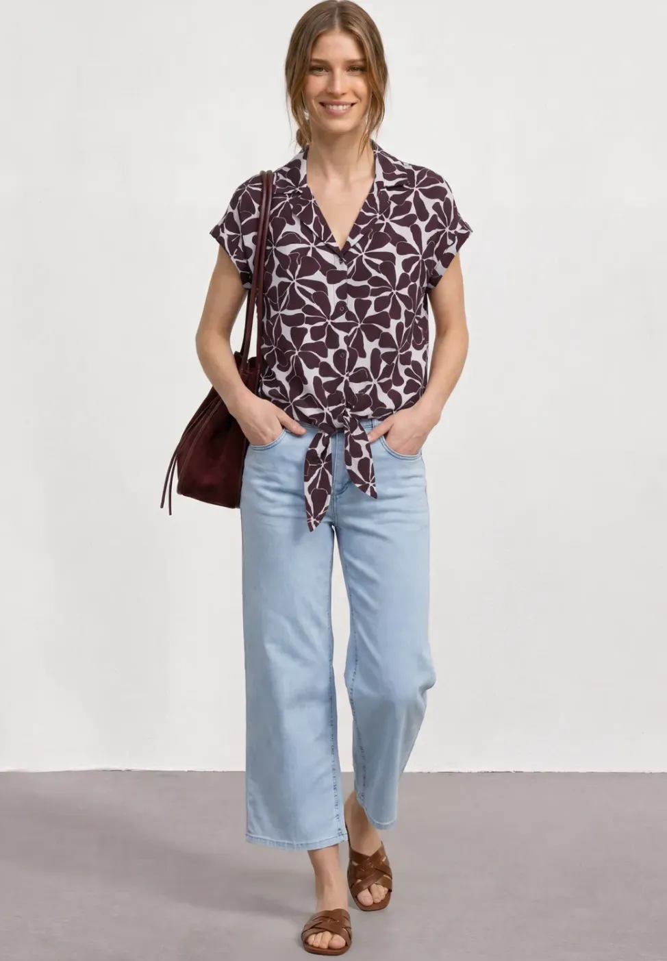 Dropped Shoulder Bluse mit Bowling-Kragen