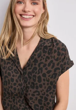 Dropped Shoulder Bluse mit Bowling-Kragen