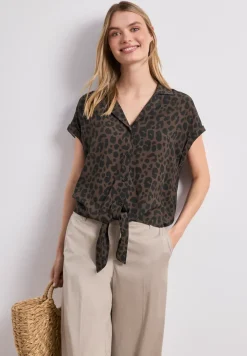 Dropped Shoulder Bluse mit Bowling-Kragen