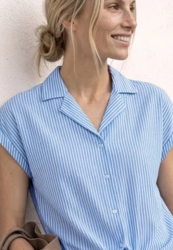 Dropped Shoulder Bluse mit Bowling-Kragen