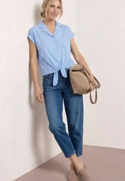 Dropped Shoulder Bluse mit Bowling-Kragen