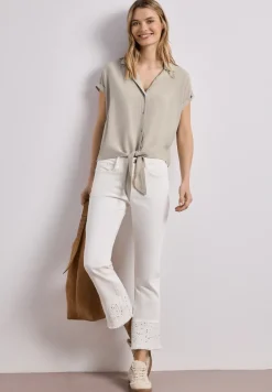 Dropped Shoulder Bluse mit Bowling-Kragen