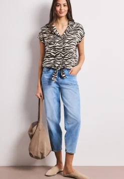 Dropped Shoulder Bluse mit Bowling-Kragen