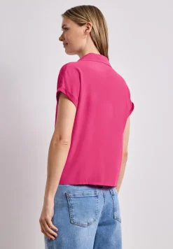 Dropped Shoulder Bluse mit Bowling-Kragen