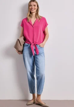 Dropped Shoulder Bluse mit Bowling-Kragen
