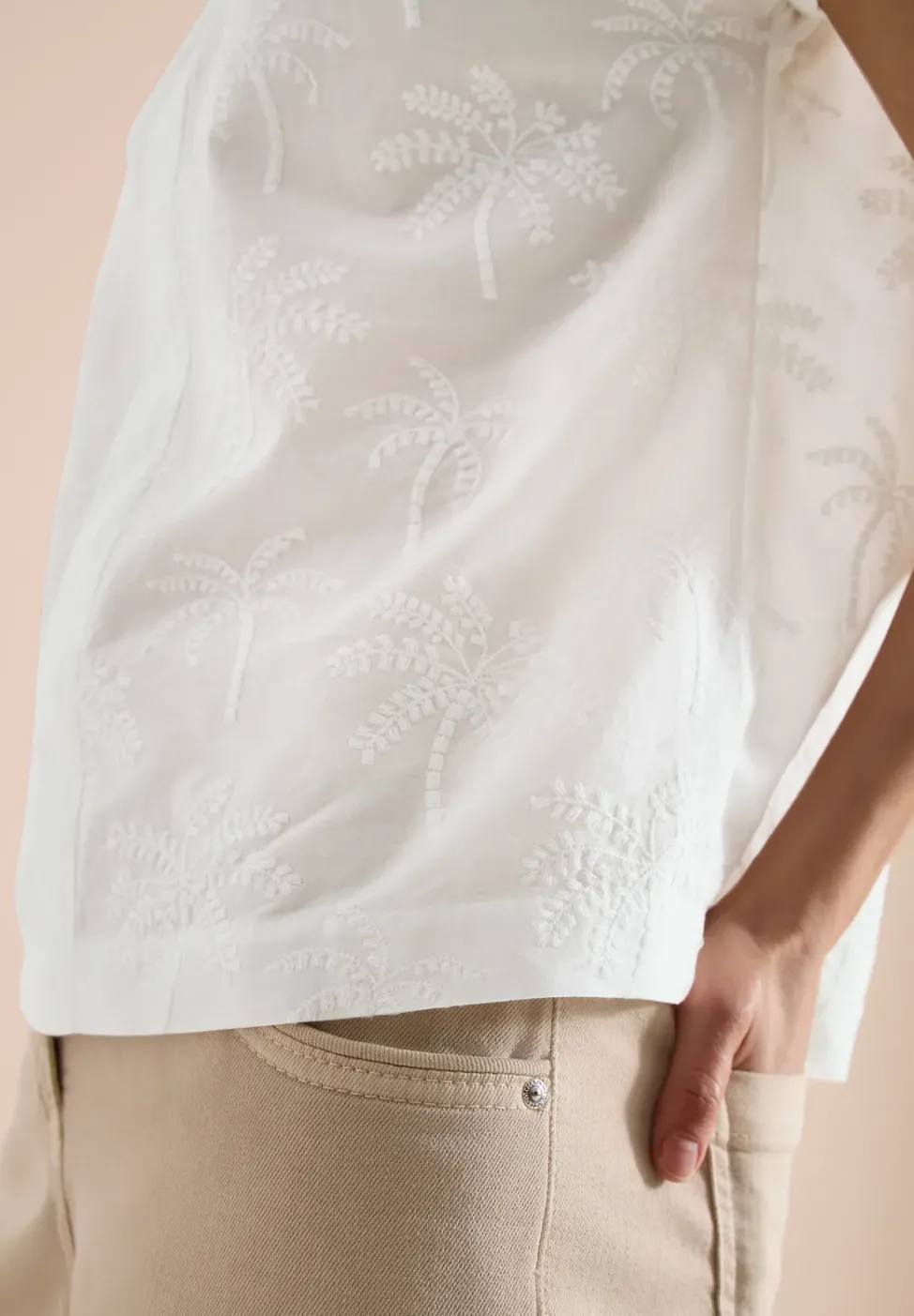 Dropped Shoulder Bluse mit Embroidery