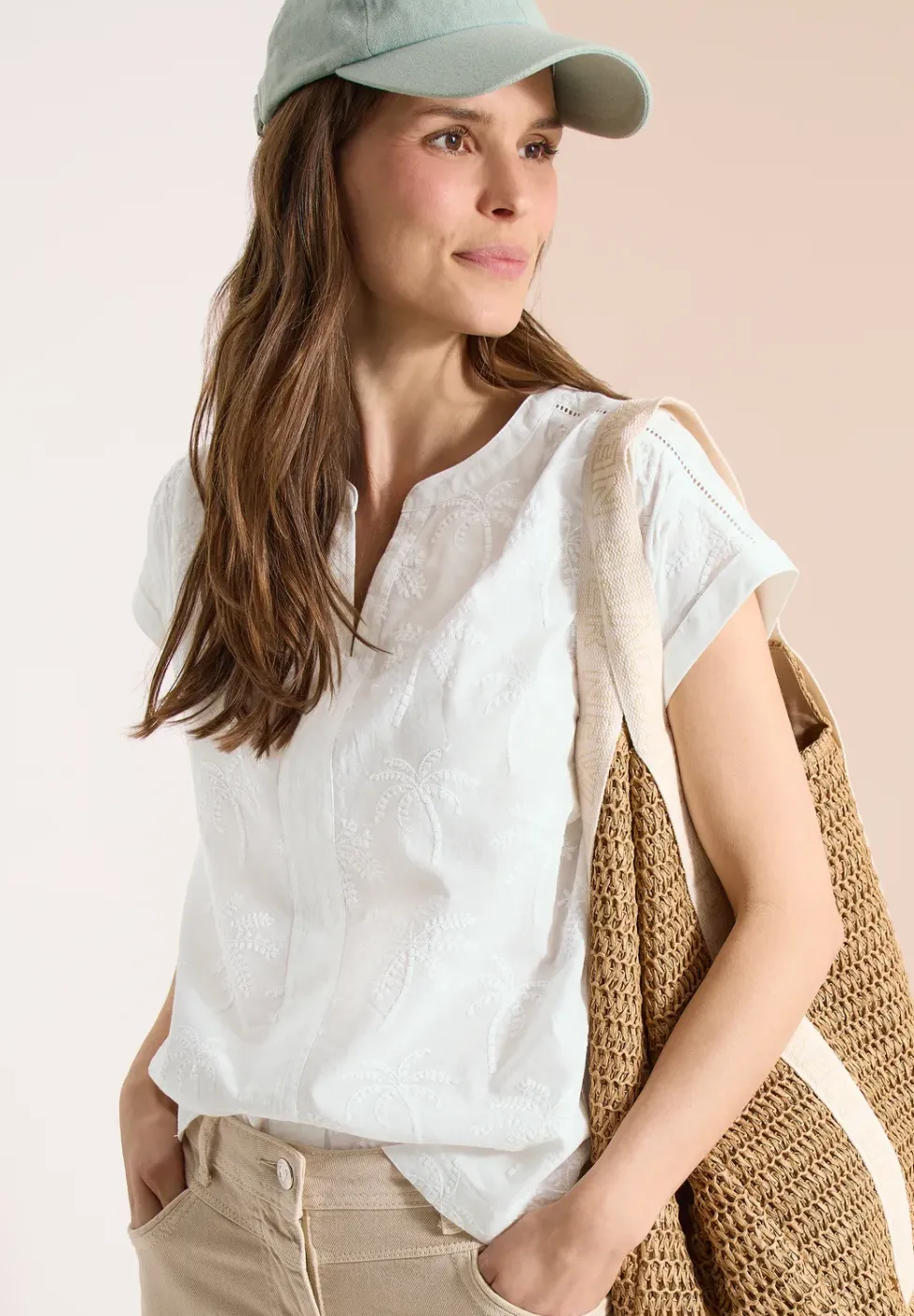 Dropped Shoulder Bluse mit Embroidery