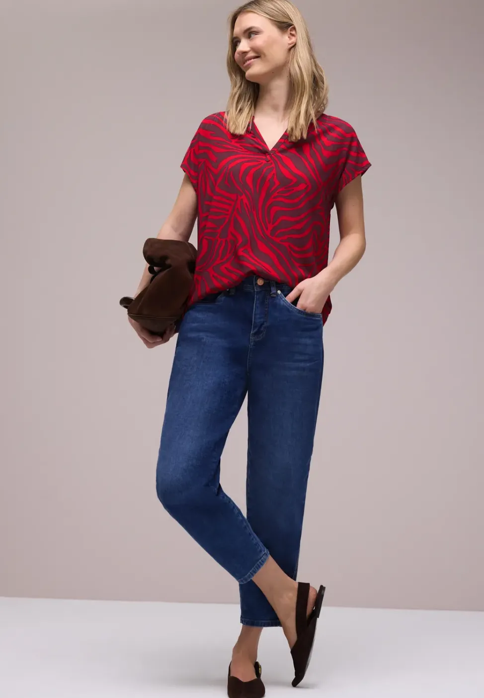 Dropped Shoulder Bluse mit Print