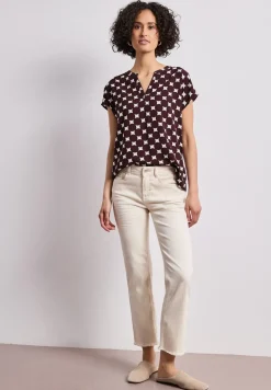 Dropped Shoulder Bluse mit Split Neck