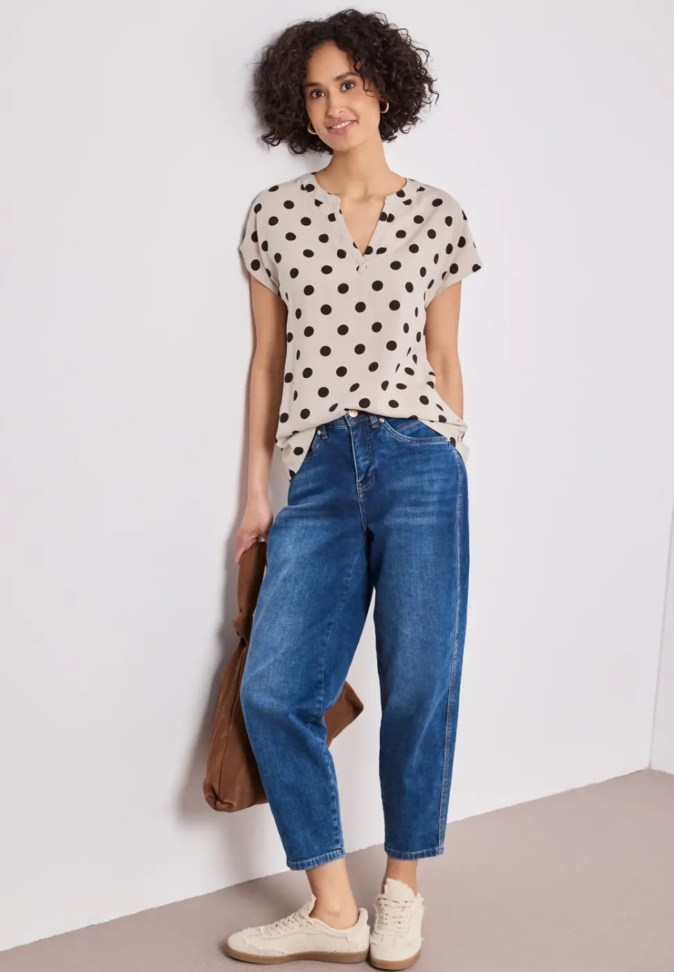 Dropped Shoulder Bluse mit Split Neck