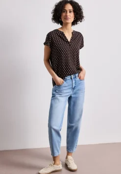 Dropped Shoulder Bluse mit Split Neck