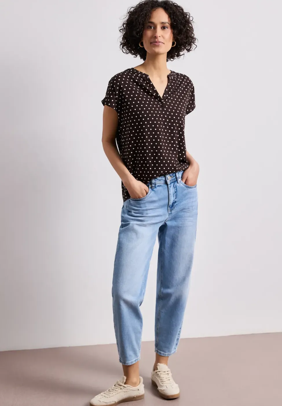 Dropped Shoulder Bluse mit Split Neck