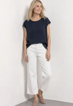 Dropped Shoulder Blusenshirt mit Rundhals