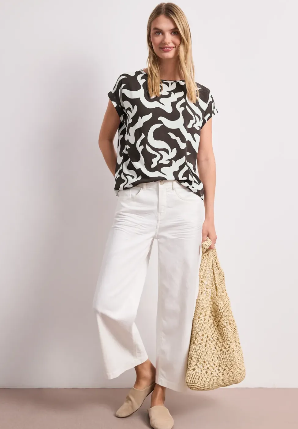 Dropped Shoulder Blusenshirt mit Print