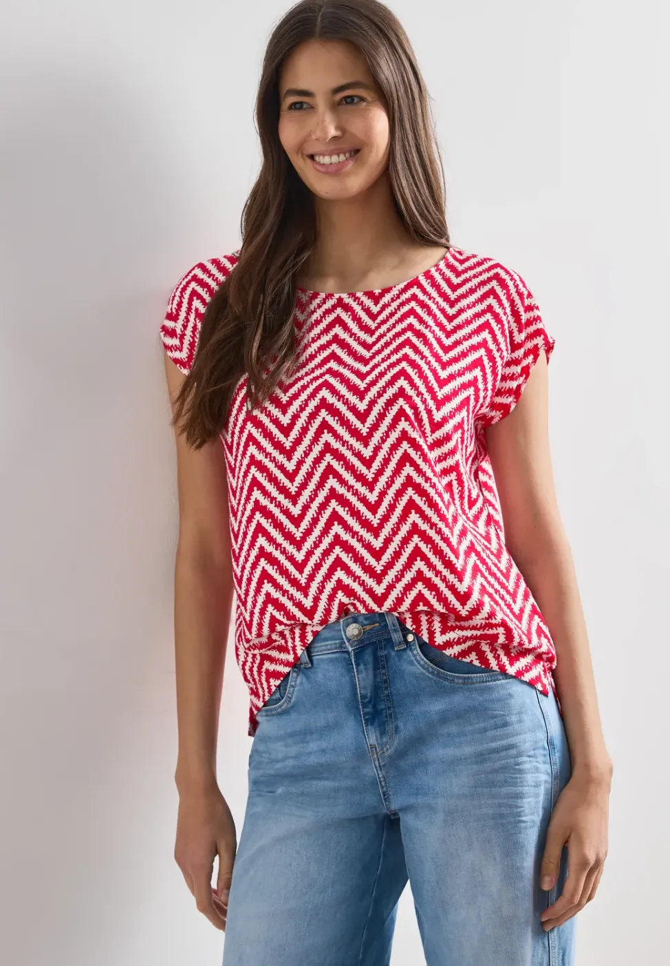 Dropped Shoulder Blusenshirt mit Rundhals