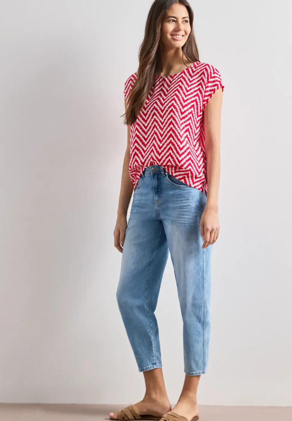 Dropped Shoulder Blusenshirt mit Rundhals