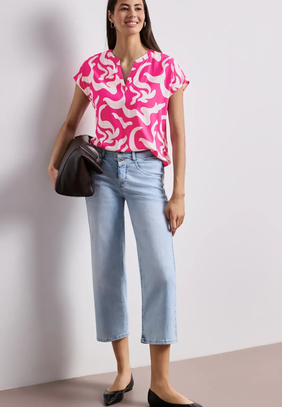 Dropped Shoulder Blusenshirt mit Print