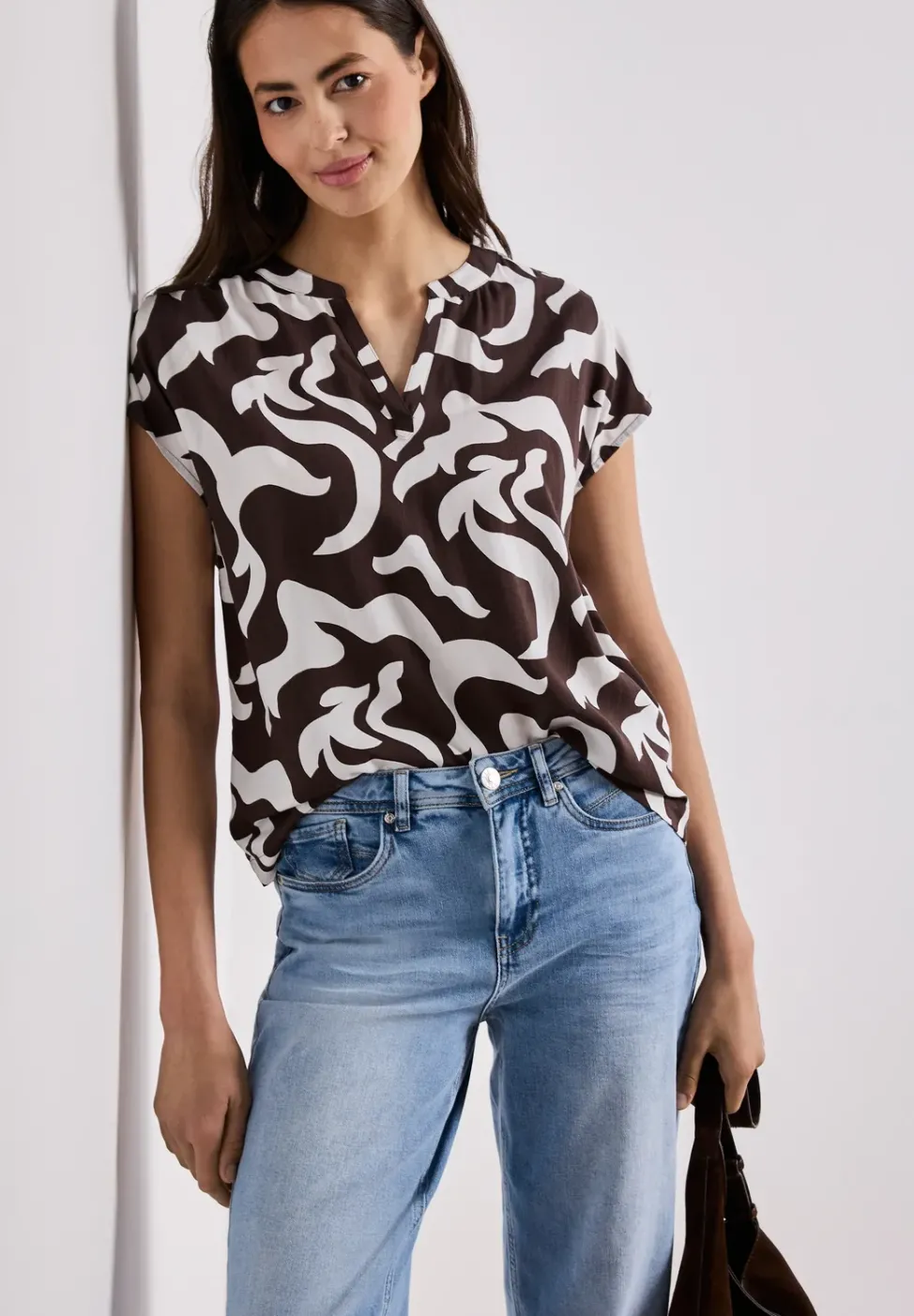Dropped Shoulder Blusenshirt mit Print