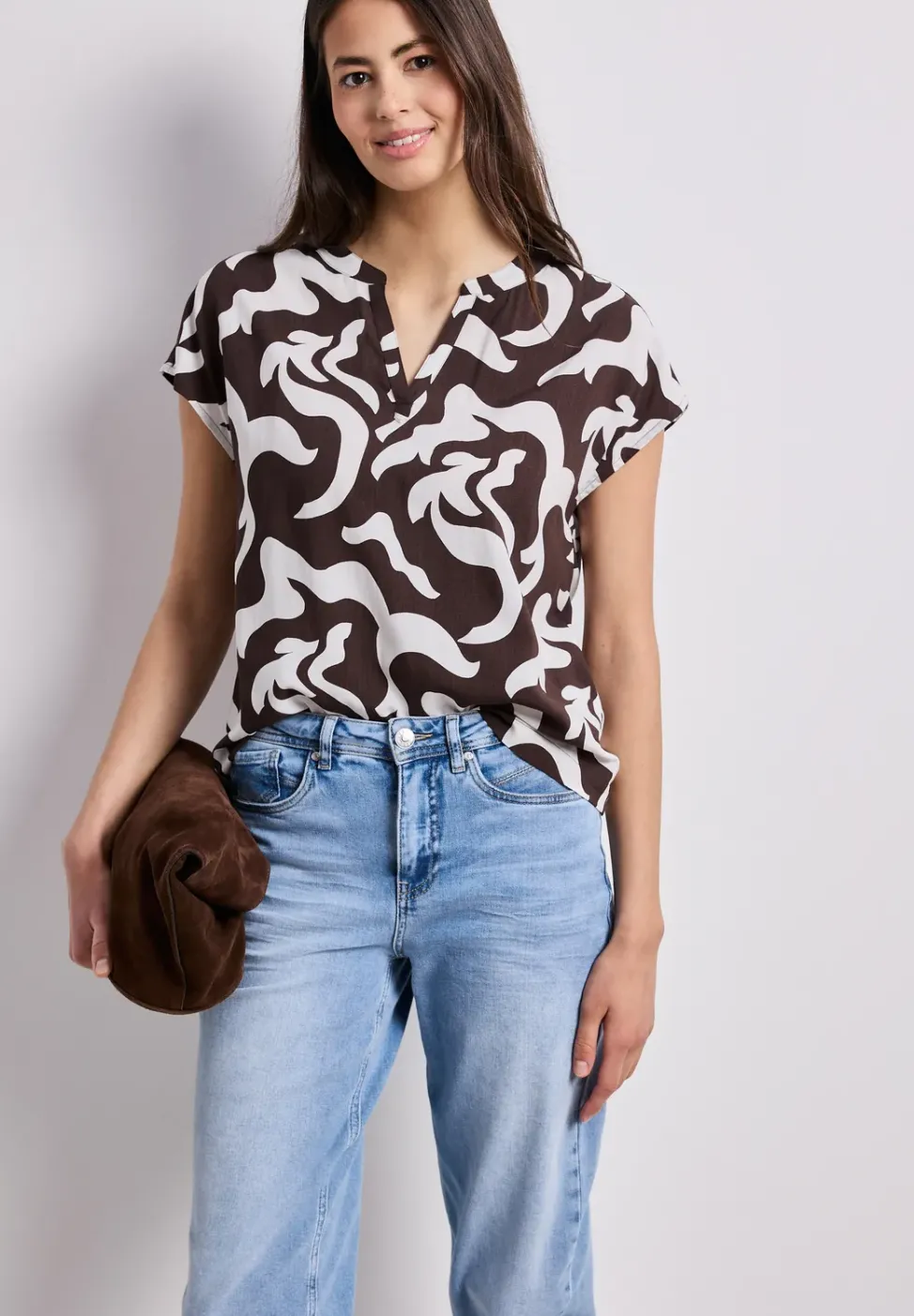 Dropped Shoulder Blusenshirt mit Print