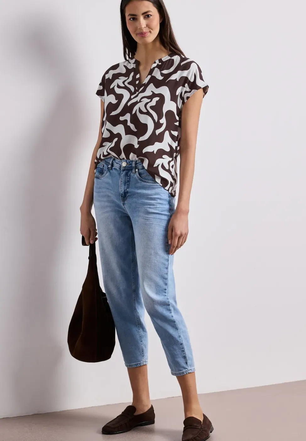 Dropped Shoulder Blusenshirt mit Print