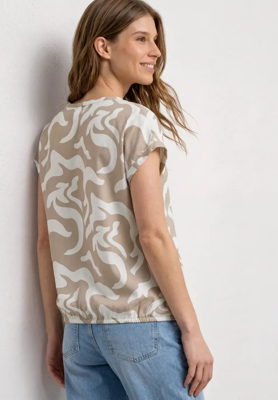 Dropped Shoulder Blusenshirt mit Print