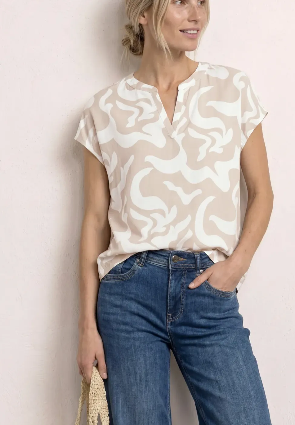 Dropped Shoulder Blusenshirt mit Print