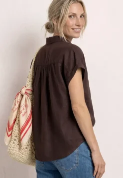 Dropped Shoulder Blusenshirt aus Leinenmix