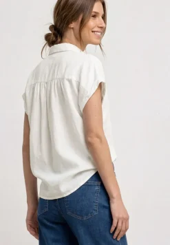 Dropped Shoulder Blusenshirt aus Leinenmix