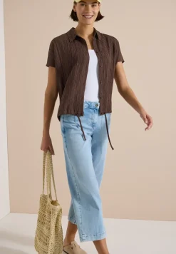 Dropped Shoulder Hemdbluse in Unifarbe