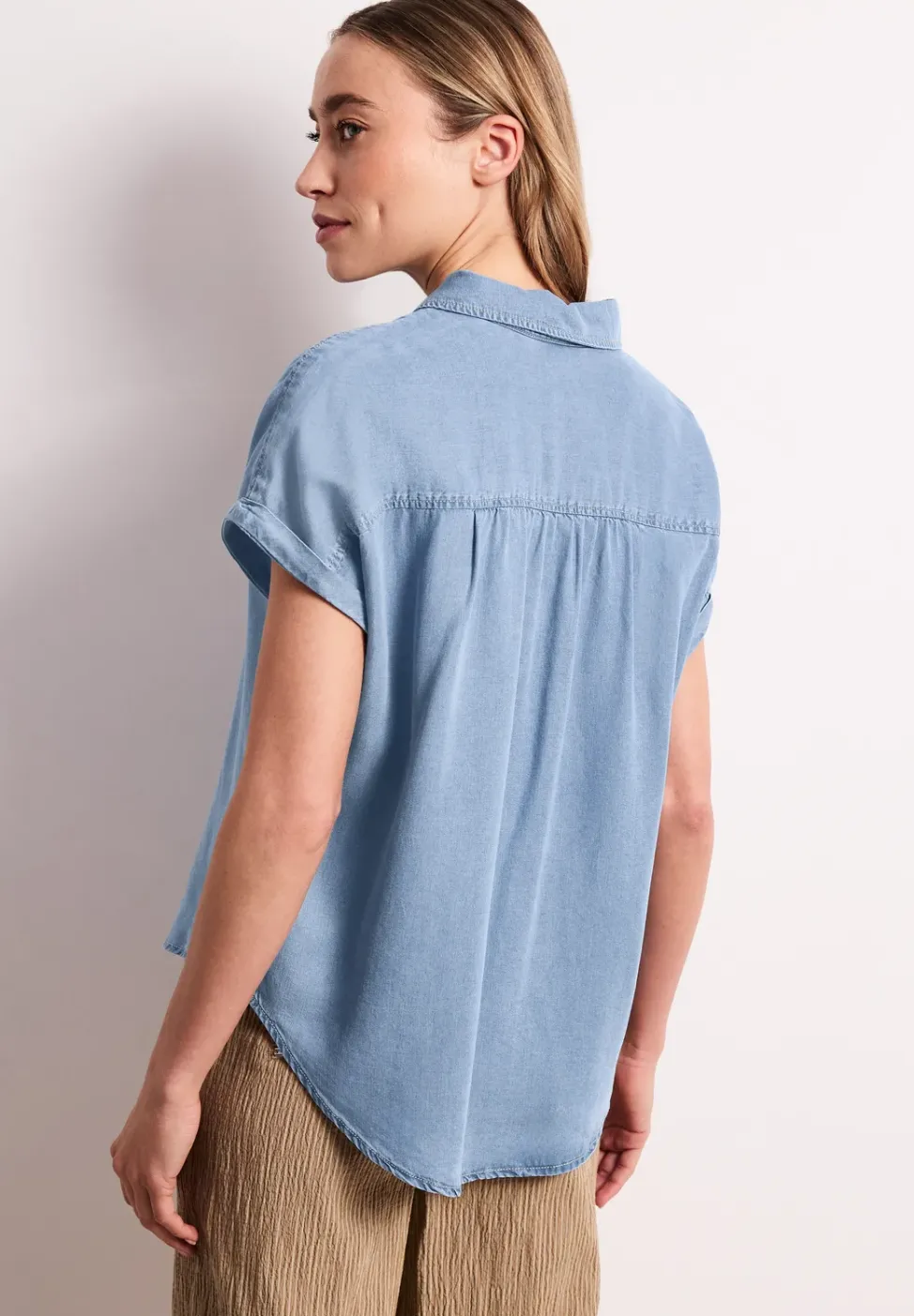Dropped Shoulder Hemdbluse im Denim-Look
