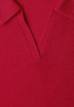 Dropped Shoulder Poloshirt im Strick-Look